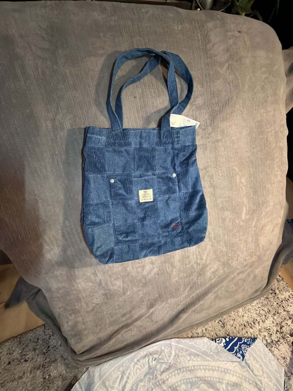 Bdg Patchwork Corduroy Tote Bag In Indigo